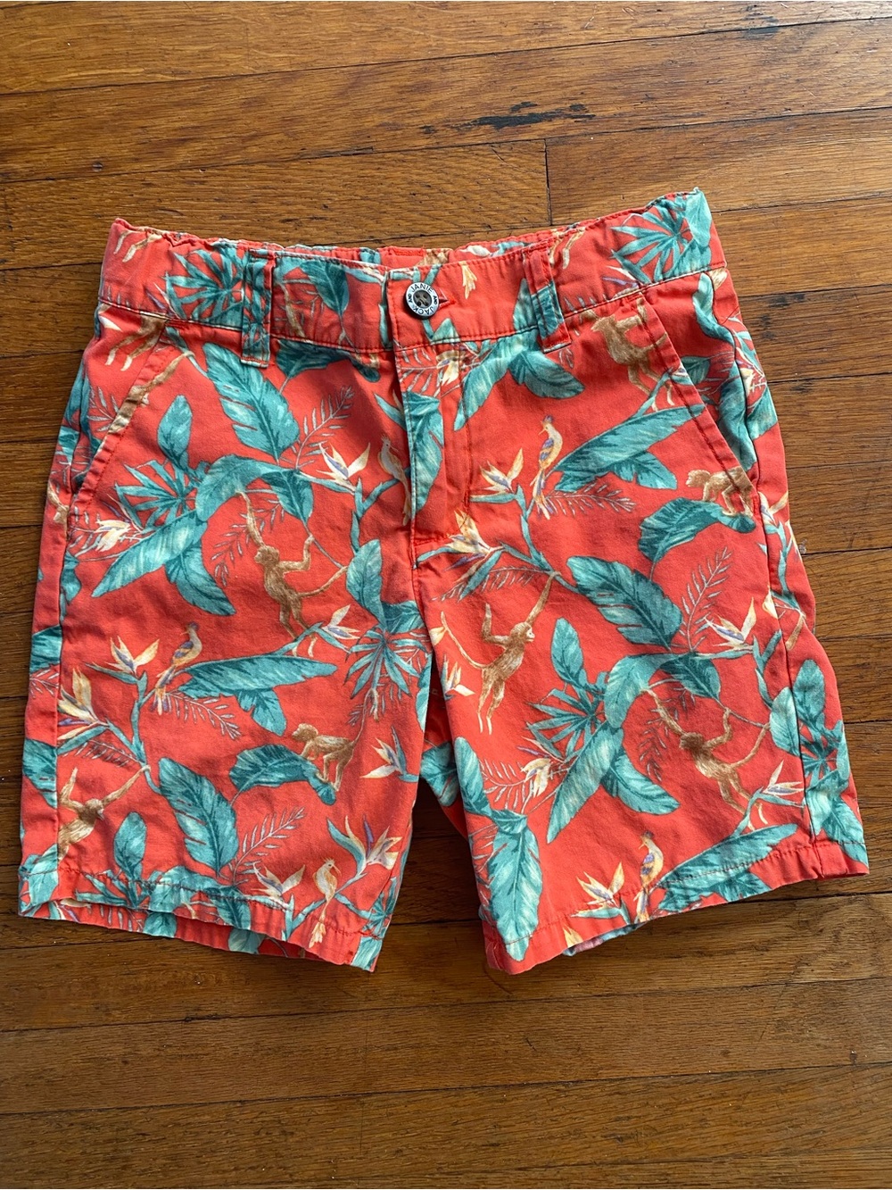 Janie and Jack Boys Shorts Floral Monkey Print